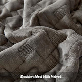 WARMDERN Khaki Velvet Quilt Set King Size, Luxury Geometric Check Pattern Quilts Set, Soft Lightweight Bedspread & Coverlet, 3PCS Milk Velvet Bedding Set with 2 Pillow Shams for All Season, 106" x 96" WARMDERN