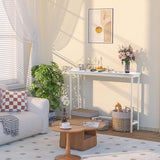 VASMIA Console Table, Entryway Table, Narrow Sofa Table, 39" Bamboo Hallway Table for Entryway, Living Room, Bedroom, Foyer, White VASMIA
