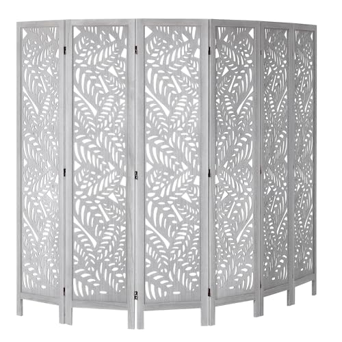VEVOR Wood Room Divider, 6 Panel Wood Folding Privacy Screen, 66.9 Inches Tall Indoor Carved Partition Divider, Portable Decoration Screen, for Room Separation, Home, Office, Restaurant & Bedroom VEVOR