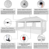 COBIZI 10x20 Pop Up Canopy Tent with 6 Sidewalls for Parties, Waterproof Camping, Ez Up Party Tent, Outdoor Portable Gazebo for Backyard, Commercial Event, White COBIZI