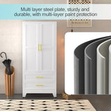 erosoei Metal Armoire Wardrobe Closet, 71 "Metal Clothing Storage Cabinet with Adjustable Shelves and Hanging Rod, Household Steel Wardrobe Storage Cabinet with Drawers erosoei