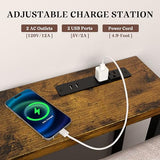 GRLEAF 90" Sofa Table with Built-in Power Strip (4 AC Outlets & 4 USB Ports) – 4.9ft Power Cord, Metal Frame, Easy Assembly, Long Couch Table Behind Sofa, Living Room and Home Office | Rustic Brown GRLEAF