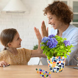 jiezaidada DIY Mosaic Planter Kit – All-in-One Ceramic Tile Craft for Beginners, Home Décor Pot with Drainage & Tray, Great for Creative Hobbies, Gifts, or Family Projects jiezaidada