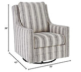 Signature Design by Ashley Kambria Striped Upholstered Swivel Accent Glider Chair, Ivory & Black Signature Design by Ashley