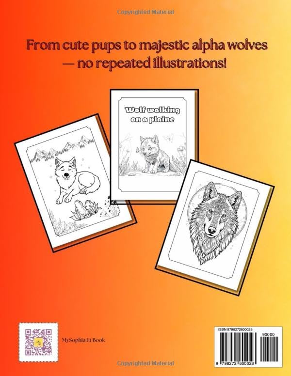Wolf Coloring Book for Teens & Adults: 35+ Unique Designs — From Cute Pups to Majestic Alpha Wolves Majosta