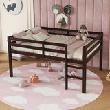 Full Loft Bed with Ladder,Rubber Wood Kids Bed with Guardrails,Low-Profile Lofts for Children’s Room,Space-Saving Underbed Storage,Sturdy Construction,Minimalist Design for Bedroom, Espresso GDFStudio