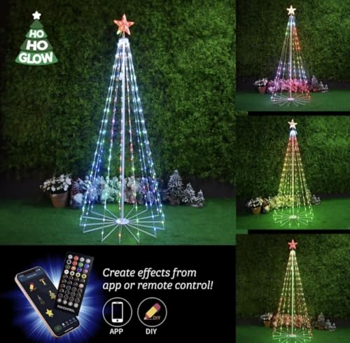 Ho-Ho-Glow Indoor and Outdoor 7ft 295 LED Christmas Tree with Adjustable Lights Music Modes, and Scenes with App Control, Pre-Lit Seasonal Decoration