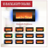 Northwest Electric Fireplace - 30 Inch Wall Mounted Fireplace - 13 Backlight Colors and Remote Controlled LED Flames, Heat, and Brightness (Black) Northwest