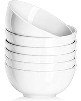 DELLING Ultra-Strong 22 Ounce Soup Bowls, Cereal Bowl, 6 inch Bowls Set, White Ceramic Bowls, White Bowls for Kitchen, Snack Rice Pasta Salad Oatmeal, Set of 6, Dishwasher & Microwave Safe DELLING