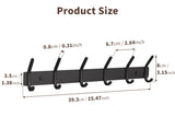 GWAAZXGZ Coat Rack Wall Mount Hooks - 15 Inch Black Hat Rack, Minimalist Design with 6 Hooks for Hanging Coats, Bags, and Towels in Entryway, Livingroom, Bedroom, Bathroom, and Kitchen, 1 Pack GWAAZXGZ