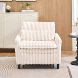 Majnesvon Modern Corduroy Fabric Sofa Bed Futon,3 in 1 Convertible Pullout Sleeper Couches with 3 Reclining Backrests,Small Sofa Chair Bed for Living Room Bedroom (White) Majnesvon