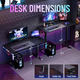 Veken 55 Inch Large Electric Standing Gaming Desk, Heights Adjustable,Sit to Stand Up, Work Home Office Computer Table for Study, Walking Pad, Writing, and Games, Wooden Desktop Desks, Black Veken
