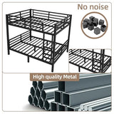 XUWANSHANG Full Over Full Bunk Bed Frame, Heavy Duty Metal Loft Bed for Adults/Teens, 350/500LB Capacity w/Ladder & Guardrail, Noise-Free Steel Slats, No Box Spring Required, Black XUWANSHANG
