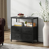 TUTOTAK Large Night Stand with Charging Station, Nightstand with USB and Type-C Port, Bedside Table with Cloth Drawers, End Table for Livingroom, Bedroom, Charcoal Grey TB01BY081 TUTOTAK