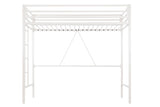 Allewie Metal Loft Bed Twin Size with Guardrail and Ladder, Small Space Saving Design for Bedroom Kid Room and Dorm, No Box Spring Needed, White Allewie