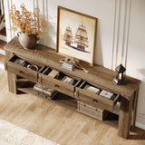 Tribesigns 70.9-Inch Long Console Table with 3 Drawers, Farmhouse Entryway Table with Storage, Rectangular Narrow Sofa Table Behind the Couch, Accent Table for Hallway, Living Room, Entrance, Brown Tribesigns