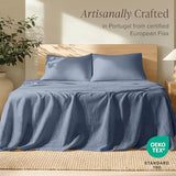 Bare Home Twin Extra Long Sheet Set - Luxury 100% European Linen - Deep Pockets - Easy Fit - 3 Piece Set - Bedding Sheets & Pillowcases (Twin XL, Indigo) Bare Home