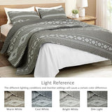Whale Flotilla Full Queen Size Quilt Set - Reversible Grey Quilts Queen Size with 2 Pillow Shams, Lightweight Boho Striped Bedspreads Coverlet Bedding Set for All Seasons Whale Flotilla