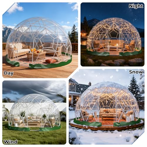 12 x 7.2 FT Garden Dome Tent, Outdoor TPU Greenhouse for 4-8 Person, Greenhouse Garden Tent with Window, Waterproof Clear Dome Tent Suitable for Camping, Party, Wedding, Christmas Yorkgargen