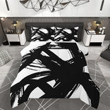 jejeloiu Black and White Comforter Set Queen Size， Abstarct Bedding Set for Kids Boys Girls Modern Stripe Neutral Art Duvet Quilt Bedroom Decor Microfiber 3 Pcs with 2 Pillow Cases jejeloiu
