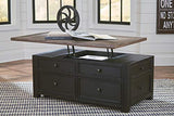 Signature Design by Ashley Tyler Creek Rustic Farmhouse Lift Top Coffee Table with Drawers, Brown & Black Signature Design by Ashley
