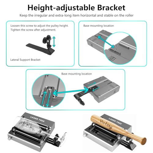 LASER TREE Rotary Roller for Laser Engraver, Y-axis Laser Engraver Attachment 360° Rotation, a Good Partner for Laser Engraving Machine LASER TREE
