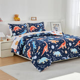 NTBED Dinosaur Kids Comforter Set Twin Size 5 Pieces Bed in A Bag for Boys Girls,Glow in The Dark Space Planet Bedding Set with Sheet NTBED