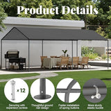 Carport, 10‘ x 20’ Heavy Duty Portable Garage All-Season Car Canopy, Outdoor Garage Boat Shelter Carport Canopy Party Tent w/Water-Resistant Tarp for Backyard (Grey, 10' x 20' /no Side) Phonjoroo