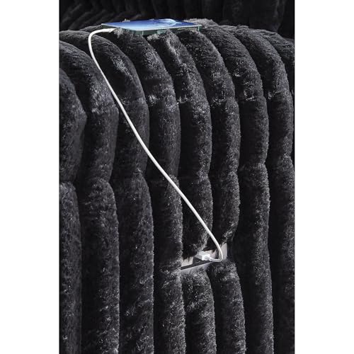 Signature Design by Ashley Higgesbee Modern Power Recliner with USB Port and Pillow-Top Armrest, Black