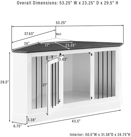 Crosley Furniture Winslow Corner Dog Crate Credenza Kennel for Pets, White Crosley Furniture