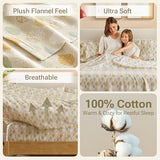 True North by Sleep Philosophy Flannel Sheets Queen Size, Cozy 100% Cotton Flannel Bed Sheets, Ultra Soft Cute Sheet Set, Novelty Print Themed Cold Weather Warm Bedding Set,Multi Leaves 4 Piece Sleep Philosophy