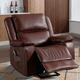 Bonzy Home Genuine Leather Lift Recliner Chair with Heat and Massage, Leather Power Lift Recliner RV Recliner for Adults Elderly, 2 Hidden Cup Holders, USB Port, Red Brown