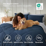 Bedsure Full Size Comforter Set - 7 Pieces Reversible Navy Bedding, Full Size Bed Set for All Seasons, Bed in a Bag with Down Alternative Comforter, Sheets, Pillowcases & Shams Bedsure