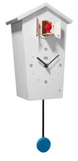 KOOKOO Birdhouse White, Modern Design Cuckoo Clock with 12 Natural Bird Voices or Cuckoo Call KOOKOO