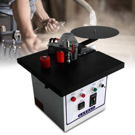 Woodworking Edge Gluing Banding Machine, 110V 1200W Portable Double Side Self Cutting Edge Bander with Adjustable Thickness 10-60mm & Adjustable Speed 2~6m / min for Cabinets, Wardrobes, Wooden Doors HASANEN