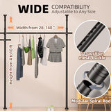 Room Divider, Tension Curtain Rod No Drilling,4-10ft(H) 28-140inch(W) Wall Divider for Room Separation, Heavy Duty Room Partition Separator, Adjustable Folding Privacy Screens,Black Daurore paw