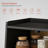 Goozii Black Bread Box for Kitchen Countertop, Large Bread Storage Container for Homemade Bread, Wood Farmhouse Breadbox Organizer for Kitchen Counter Corner, Cabinet, Pantry, Cupboard (Black) Goozii