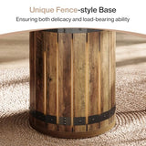 Tribesigns 39.37-Inch Round Conference Table, Farmhouse Meeting Room Table for 4, Seminar Boardroom Desk with Fence Pedestal Base for Office Conference Room (Rustic Brown, Chairs Not Included) Tribesigns