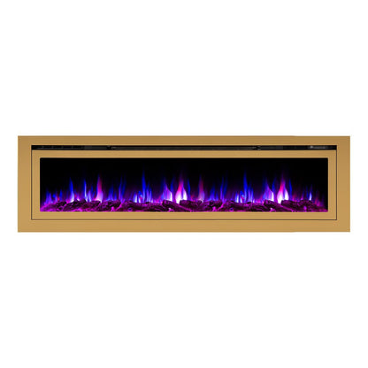 Touchstone Sideline Deluxe® -Gold Smart Electric Fireplace- 72 Inch Wide- Alexa®/WiFi-Enabled- in Wall Recessed- 5 Flame Settings- 9 Flame Colors- 1500W Heater- Log & Crystal Options- 86278