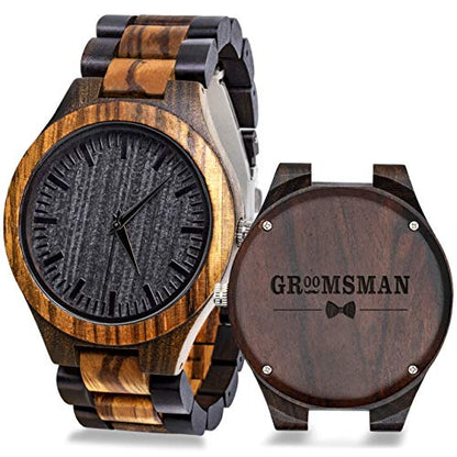 kullder Personalized Groomsmen Gifts for Wedding Engraved Watch for Best Man to Men Custom Wooden Watches for Men Personalized Groomsmen Gifts Ideas - WoodArtSupply