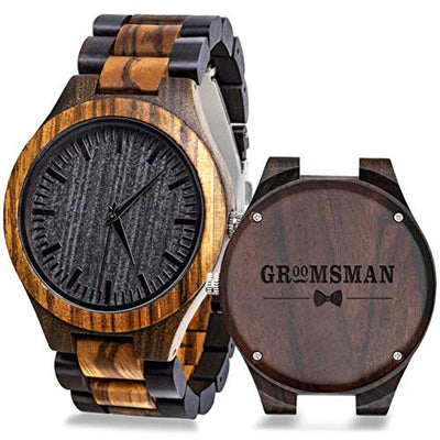 kullder Personalized Groomsmen Gifts for Wedding Engraved Watch for Best Man to Men Custom Wooden Watches for Men Personalized Groomsmen Gifts Ideas