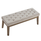 24KF Velvet Upholstered Tufted Bench with Solid Wood Leg,Ottoman with Padded Seat-Taupe 24KF