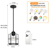 Farmhouse Pendant Lights Kitchen Island Set Of 2, Black Kitchen Island Lighting With Adjustable Rods, Industrial Cage Bathroom Pendant Lights With Clear Glass For Dining Room Hallway Sink DSMJFU DSMJFU