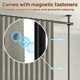 AJAZZ Privacy Curtains for Room Divider with Blackout & Soundproof (Grey, W100 x L84 in, 1 Panel)+ No Drill Curtain Rods(H) 43-120×(W) 35-100 in, Wall Divider for Bedroom/Studio/Office Curtain AJAZZ