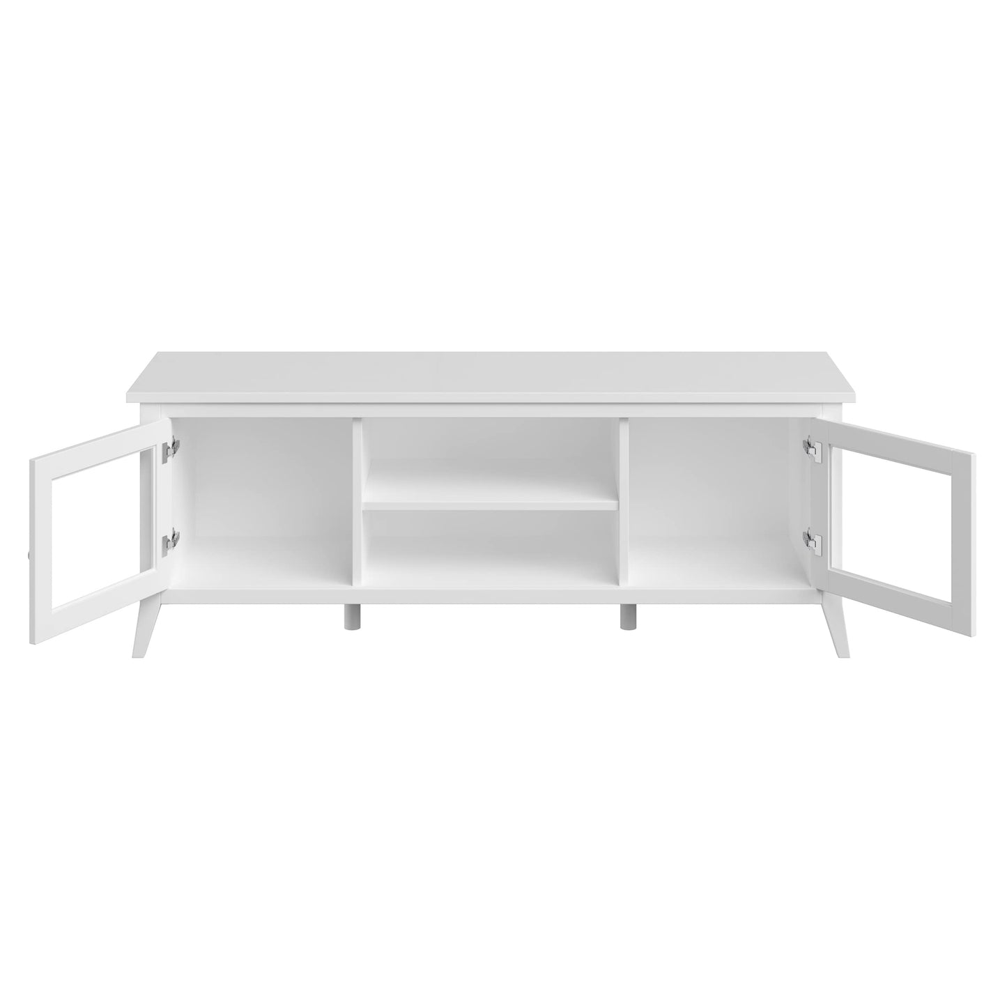 Lavish Home TV Stand - 55-inch Storage Cabinet with 2 Cubbies and 2 Shelves - Entertainment Center for Living Room, Bedroom, or Entryway (White)