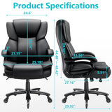 Indulgear 500lbs Big and Tall Office Chair, Heavy Duty Office Chair for Heavy People, High Back Executive Desk Chair with Adjustable Lumbar Support,Quiet Rubber Wheel,Pocket Spring Cushion Indulgear