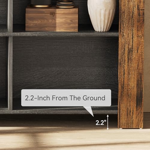 LITTLE TREE Console Table with Storage, 63-Inch Narrow Long Sofa Table, Entryway Table with 6 Cubes, Farmhouse Storage Shelves for Entryway, Living Room LITTLE TREE