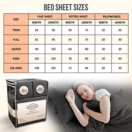 Abeero Home King Size Sheets Set Cooling - Luxury Hotel Sheet - Soft Bed Sheet with Elastic Corner Straps - Deep Pockets Microfiber Bedsheet - Bedding Sheets & Pillowcases - 4 Piece (King, Gray) Abeero Home