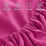 Mocassi Luxury 1800 Premium Hotel Quality Single Fitted Sheet - Ultra Soft, Wrinkle Resistant Microfiber 18-24 Inch Extra Deep Pocket with Storage Pockets Fitted Sheet, Queen, Hot Pink Mocassi