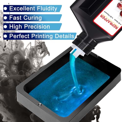 RepRapper Blue MetalShift 3D Printer Resin 405nm Fast UV-Curing Standard Photopolymer 3D Printing Resin with Metallic Shine for LCD Printer, Azure Alloy 1000g